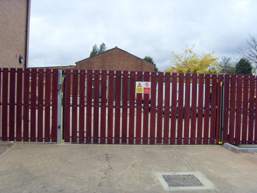 Commercial Estate wooden panel on steel frame gate